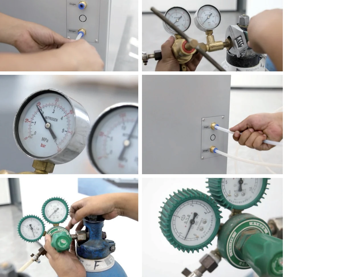Gweike manual photographs showing assist-gas regulator and hose connections