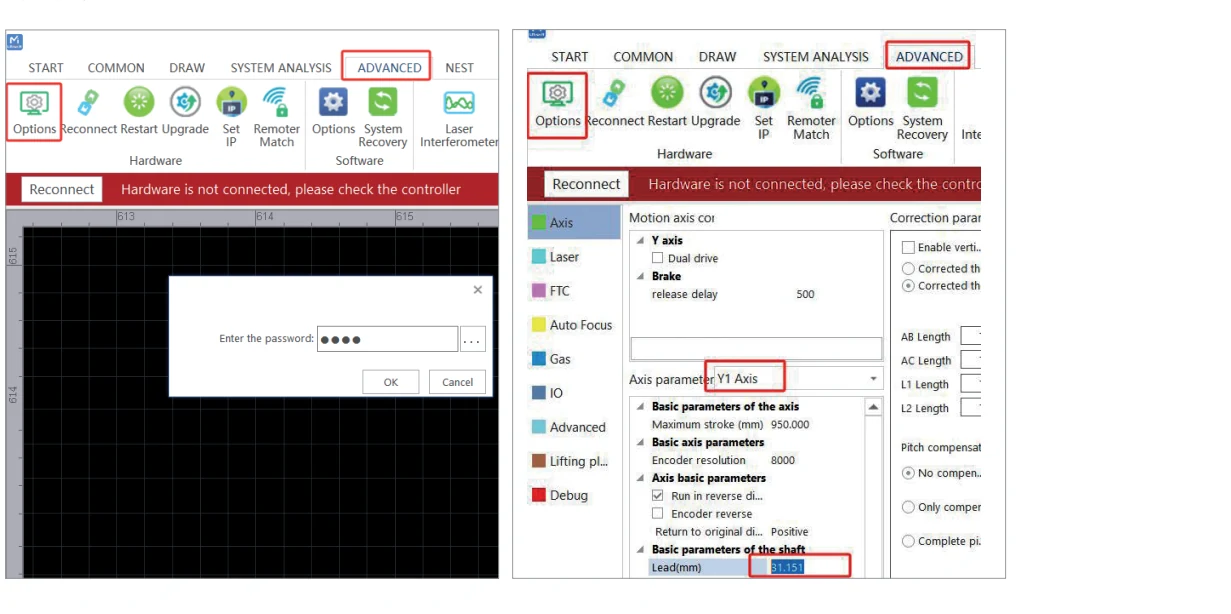Gweike manual screenshot showing the rotary lead calculation and platform configuration field